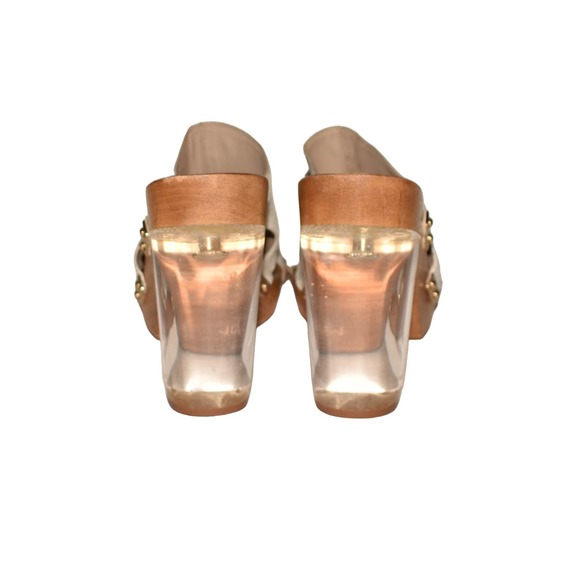 TRINA TURK $199‎ Palm Spring Lucite Platform Sandal Platinum/Gold Size 9.5-10 - Picture 4 of 6